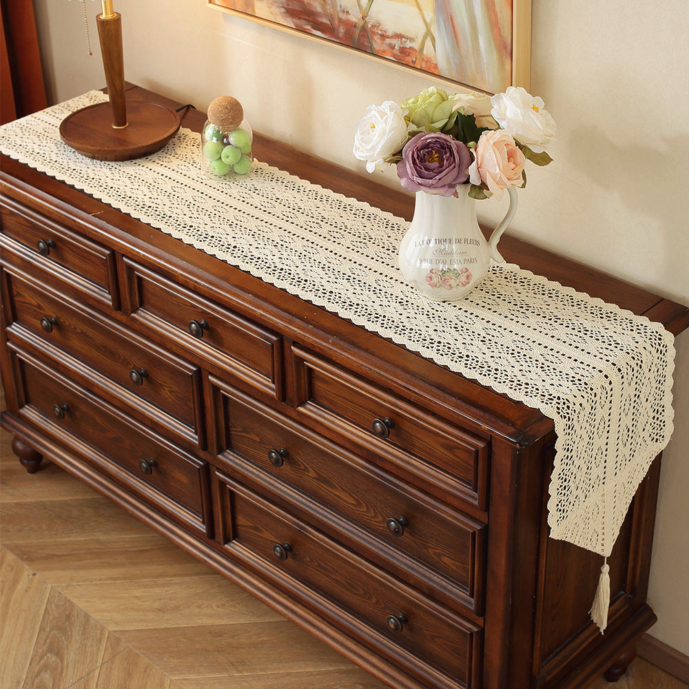 Henggang American Country Style Handwoven Table Runner Tablecloth Strip Tablecloth Coffee Table Cloth Tea Mat Cotton Linen Artistic Table Runner Wholesale