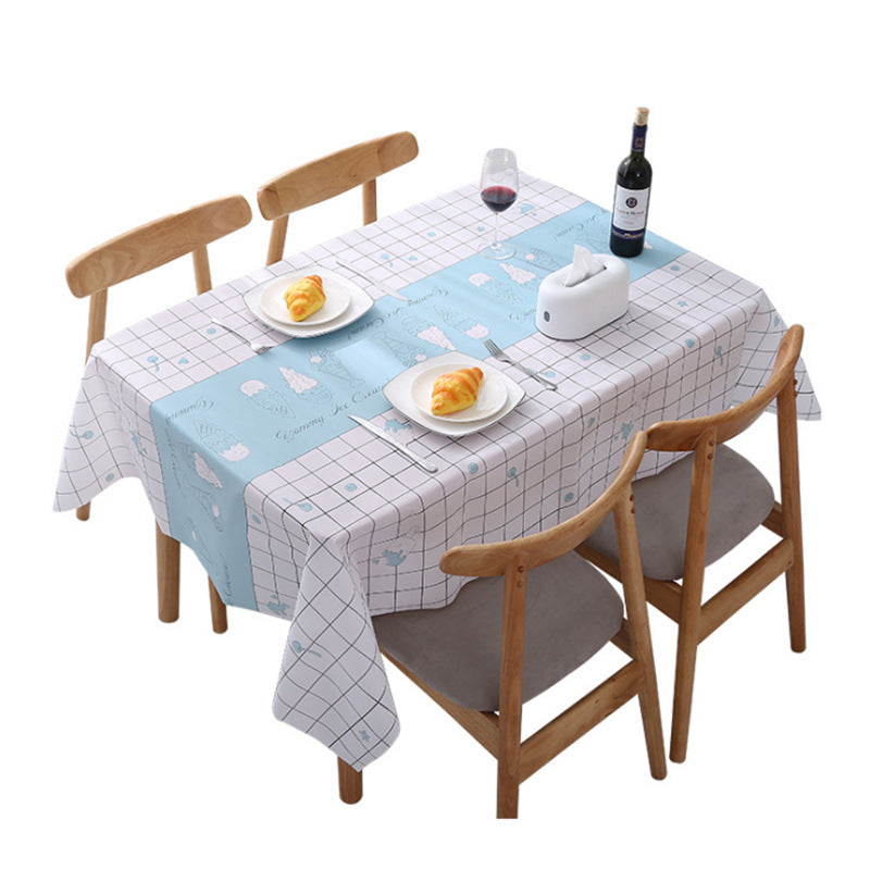 Nordic Style Warm High Temperature Resistant Tablecloth Ins Tablecloth Waterproof Oil-Proof Disposable High-Grade PVC Plaid Dining Table Cloth Liner