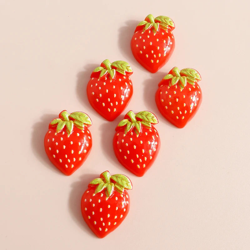 10pcs Mix Cute Mini Fruit Charms Pear Cherry Pineapple Peach Avocado Flat Back Resin Cabochons Scrapbook DIY Jewelry Accessories