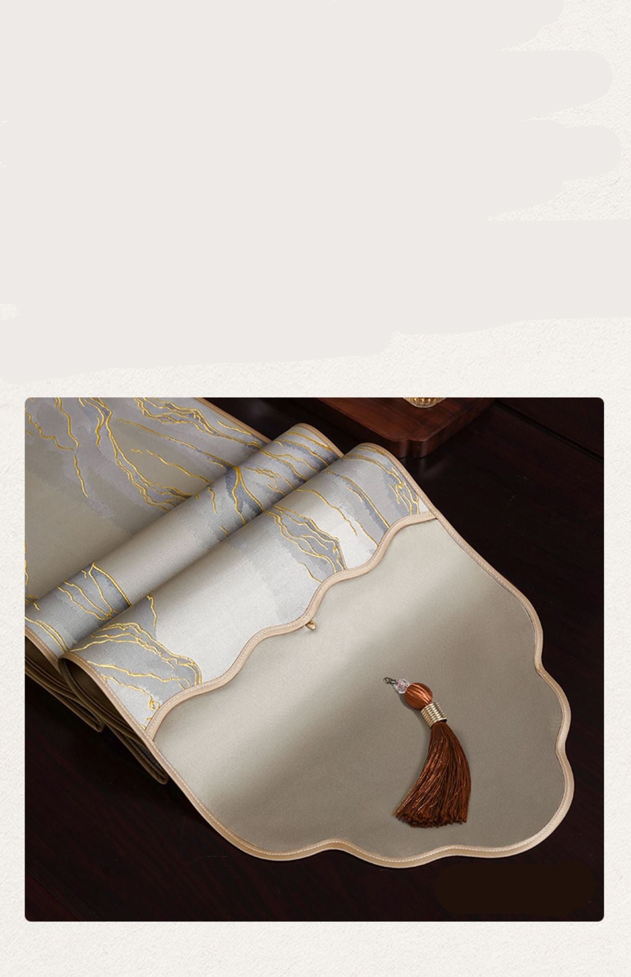 Luo Yi Jia New Chinese Zen Style Table Runner Tea Tablecloth Long Strip Light Luxury High-end Tea Mat Tea Table Mat Dining Table Runner