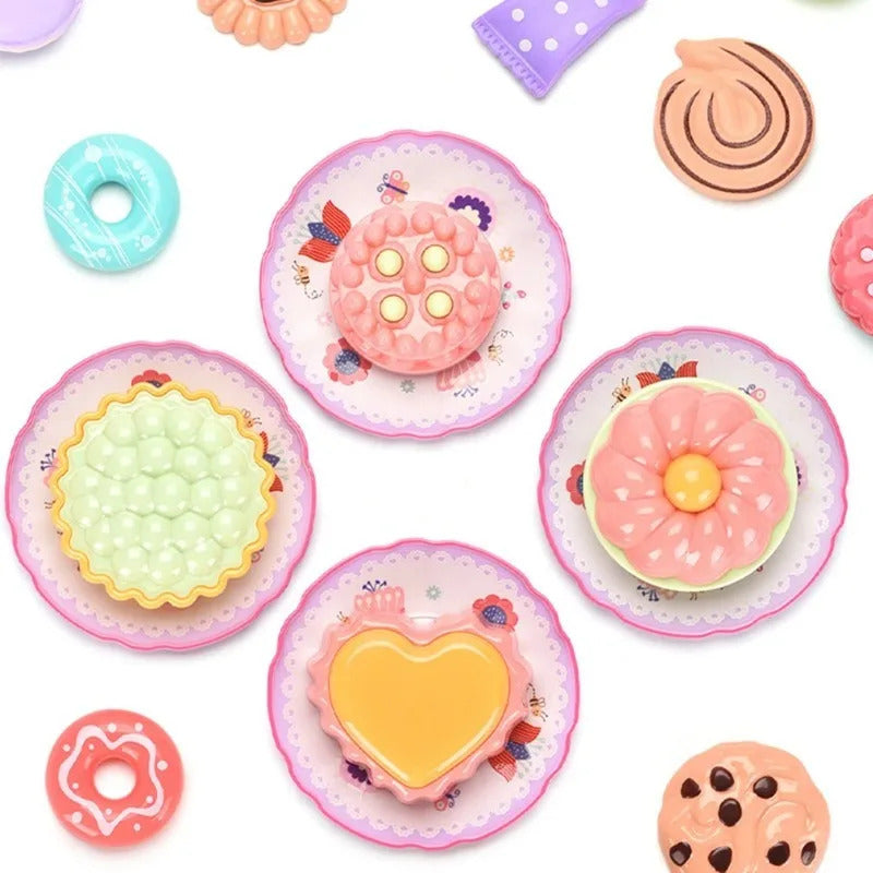 DIY Simulation Tea Food Cake Set Play House Kitchen Afternoon Tea Game Toys Gifts Pretend Play Toy For Children Kids Girls Gift