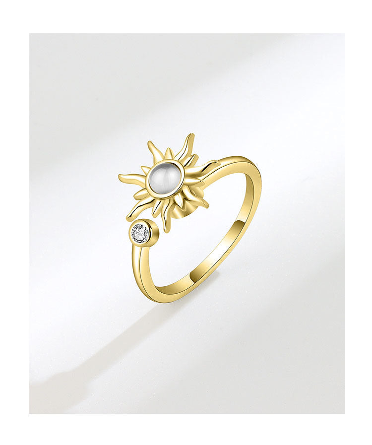 Hot Item Rotatable Sunflower Ring Anti-Anxiety Stress Relief Adjustable Ring