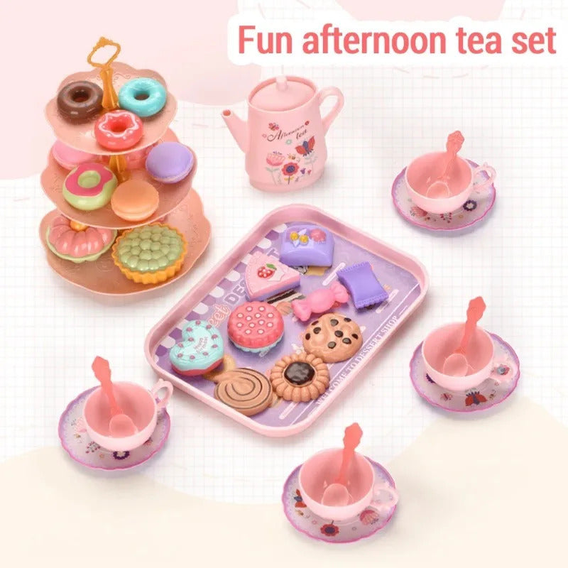 DIY Simulation Tea Food Cake Set Play House Kitchen Afternoon Tea Game Toys Gifts Pretend Play Toy For Children Kids Girls Gift