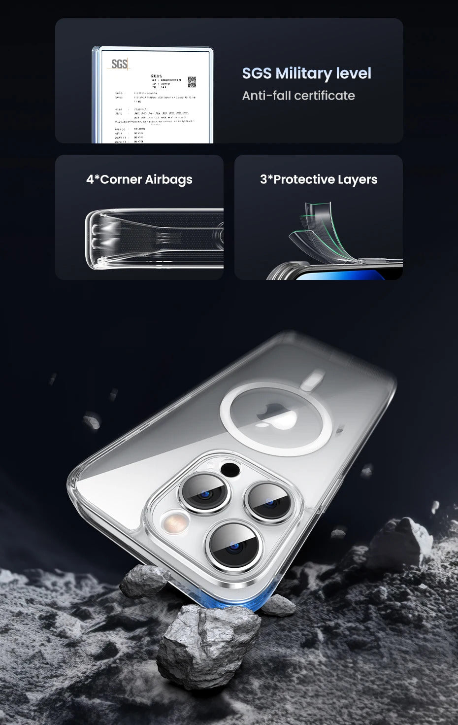 UGREEN Magnetic Case for iPhone 16 15 14 13 Pro Max Case Shockproof Cover for iPhone 16 Pro Max 15 Plus 16pro Macsafe TPU Cases
