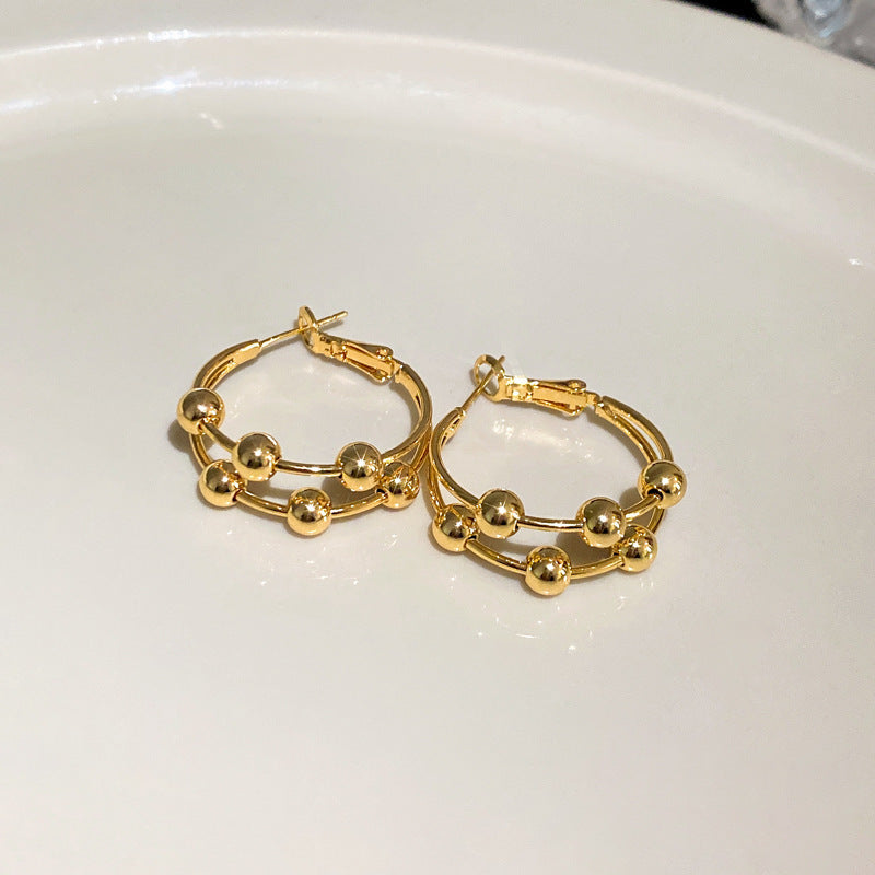 Metal Big Circle Earrings Women's Hong Kong Fashion Women's Ear Jewelry S925 Silver Needle