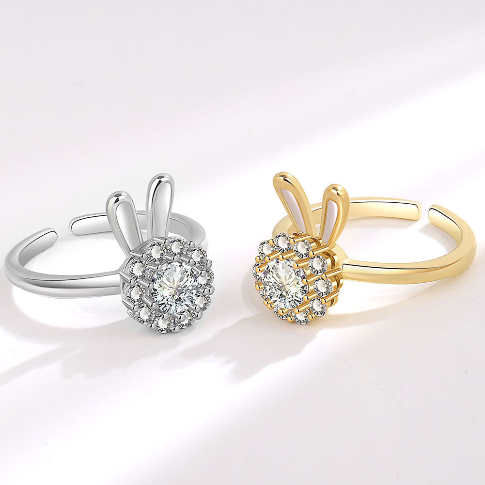 Smart Rabbit Ring for Women, Rotatable Ring, Light Luxury Niche Design, Index Finger Ring, New Trendy Style