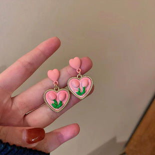 Earrings Pearl Style Elegant High-end Drop Earrings Sophisticated Heart-shaped Earrings Simple Internet Celebrity Ear Jewelry 925 Silver Needle
