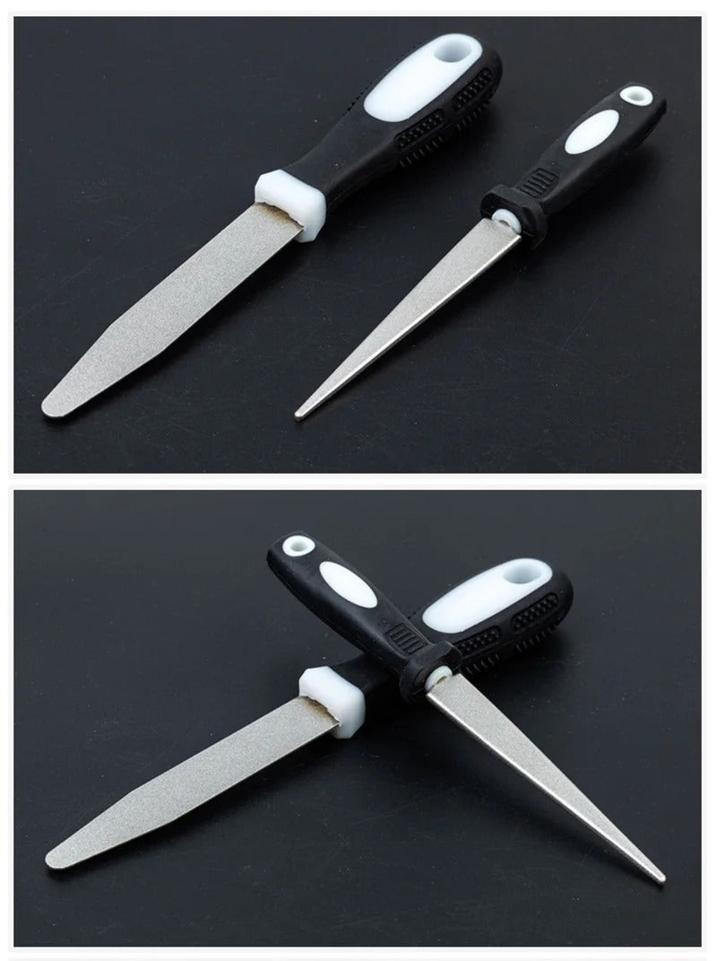 Diamond Sharpening Stone With One Stone And Two Birds Double-sided Flat And Curved Design Easy To Grip Handle Knife SharpenerNew