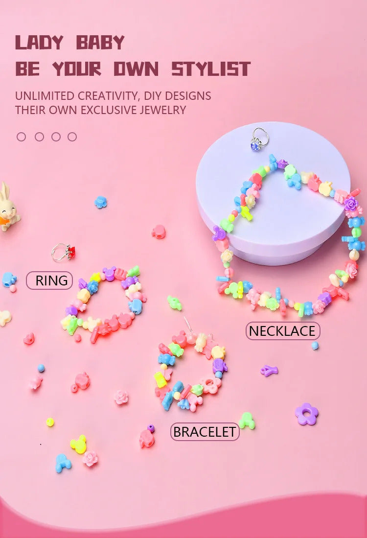 Kids DIY Jewelry Beaded Handbag Beads Toys Handmade Set Children's Playing House Puzzle Education Toy Girls Gifts Color Random