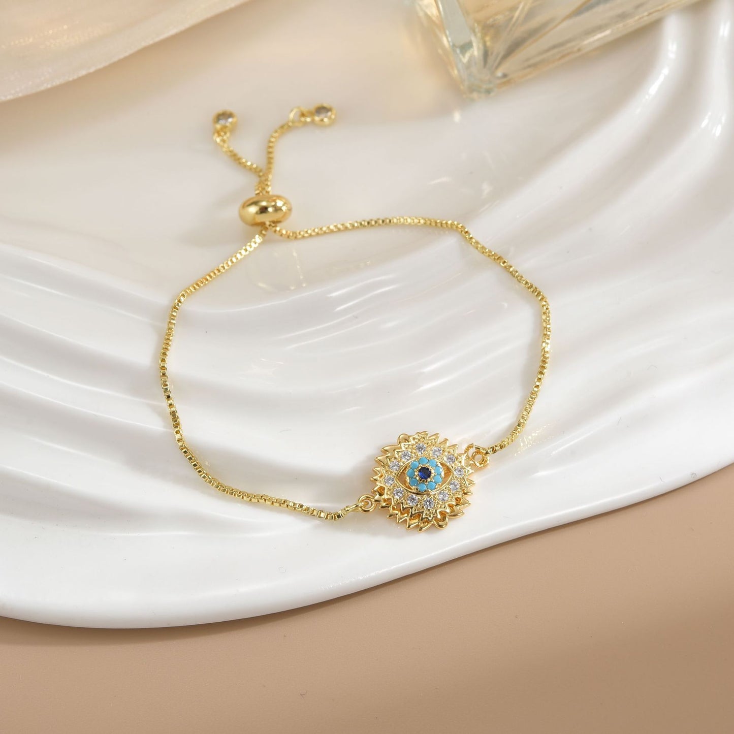 Rotatable Flower Color-Retaining Pure Copper Gold-Plated Bracelet with a Sense of Design and High-End Feel, Non-Fading Jewelry