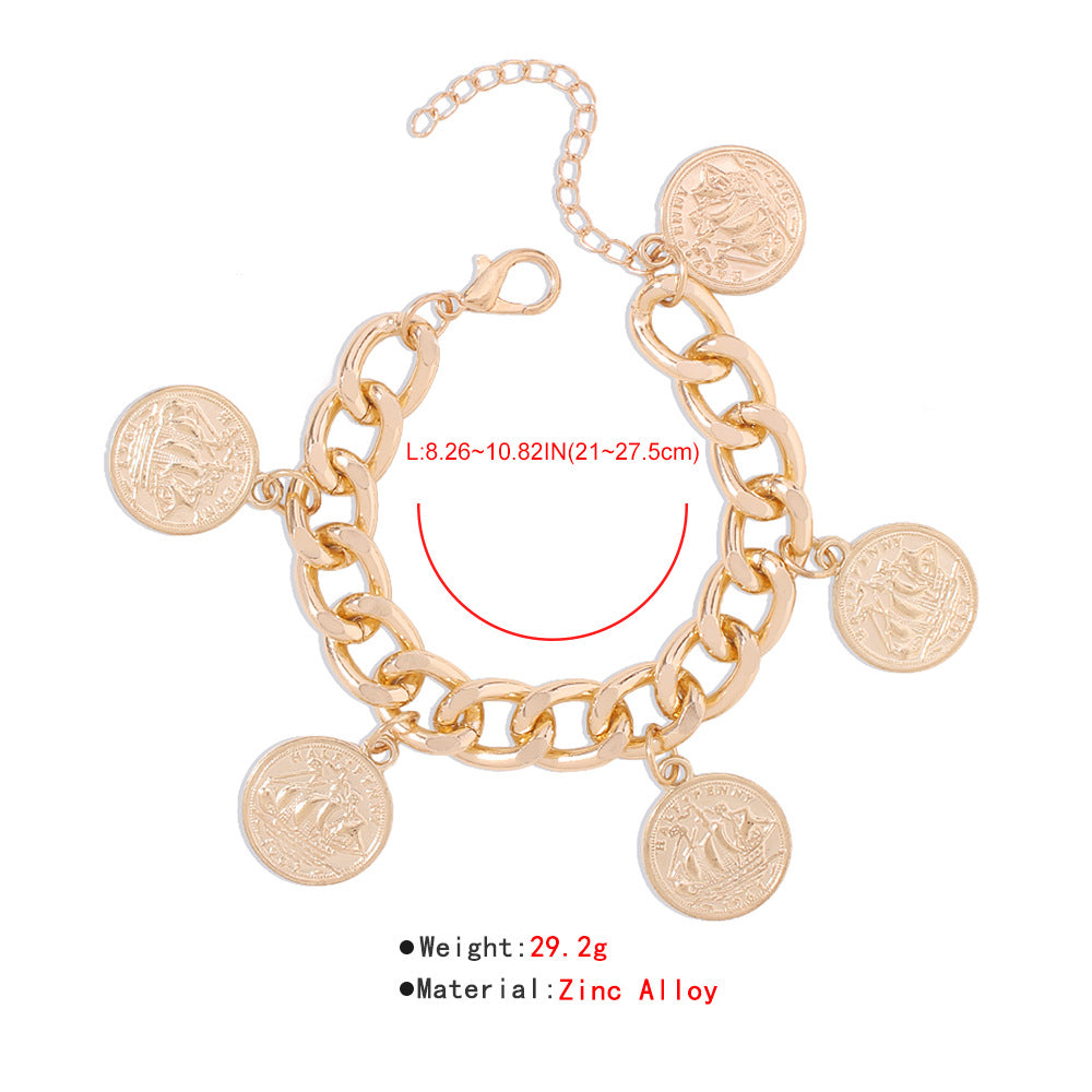 New Exaggerated Alloy Thick Chain Multi-layer Bracelet for Women European and American Fashion Gold Bangle
