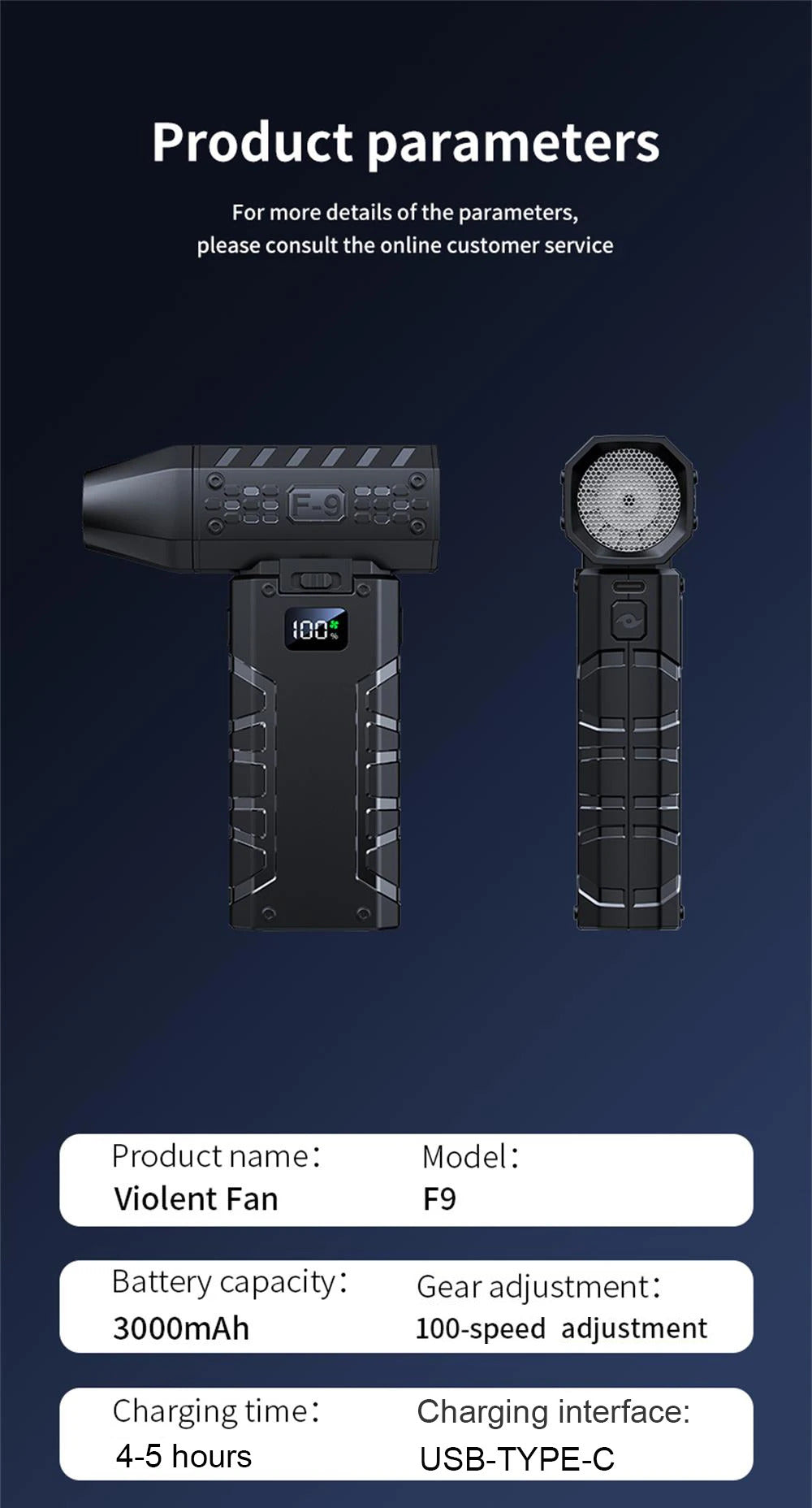 Mini Turbo Jet Fan Portable Handheld Violent Blower USB Rechargeable Strong Winds Speed Turbo Fan Outdoor Brushless Hand Fan