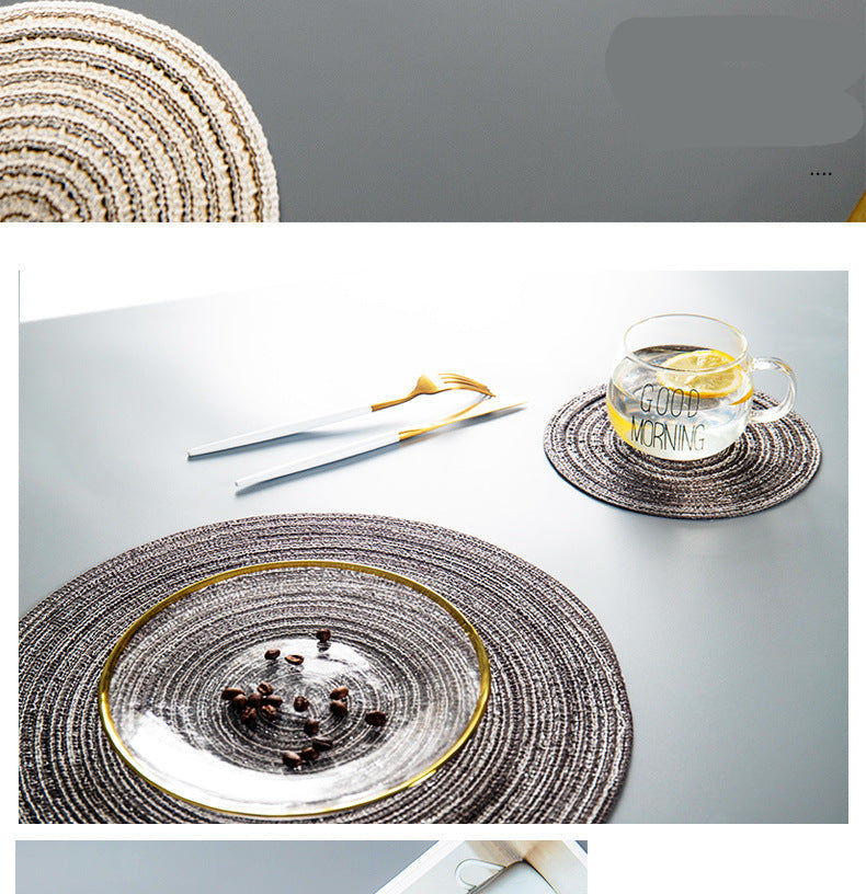 Placemat Woven Coaster Heat Insulation Mat Ins Feng Shui Kettle Mat Household Anti-scalding Dish Plate Bowl Mat Western Dining Table Mat