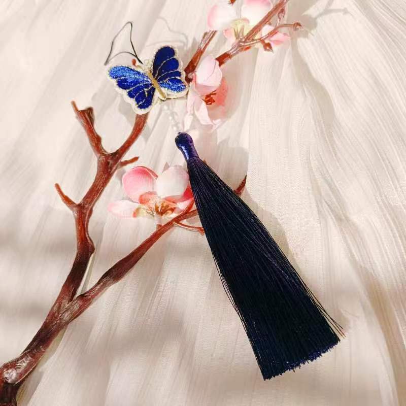 Ancient Style New 22-Color Embroidery Butterfly Tassel Hanfu Horse-Face Skirt National Style Children's Clothing Small Tassel Decorative Pendant