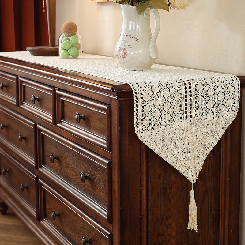 Henggang American Country Style Handwoven Table Runner Tablecloth Strip Tablecloth Coffee Table Cloth Tea Mat Cotton Linen Artistic Table Runner Wholesale