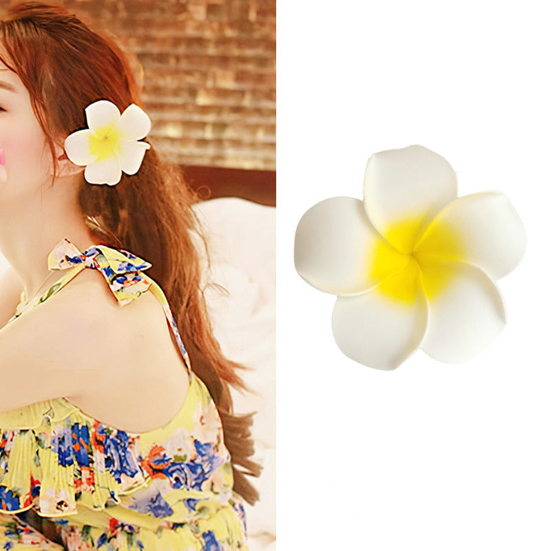 Dai People Dress up Seaside Vacation Plumeria Rubra Barrettes Travel Headdress for Taking Photos Flower Side Clip Small Size Fairy Hairpin