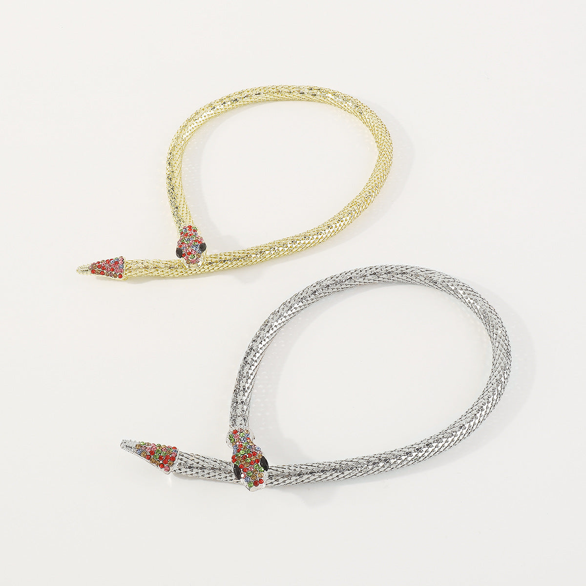 Exaggerated Snake Necklace Punk Personality Hip-Hop Style Necklace Trendy Cool Street Style Show Micro-Inlaid Choker