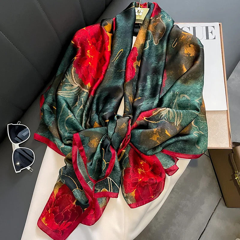 Spring Scarf Women's Luxury Design Polyester Material Smooth Scarf Soft Shawl Beach Scarf
