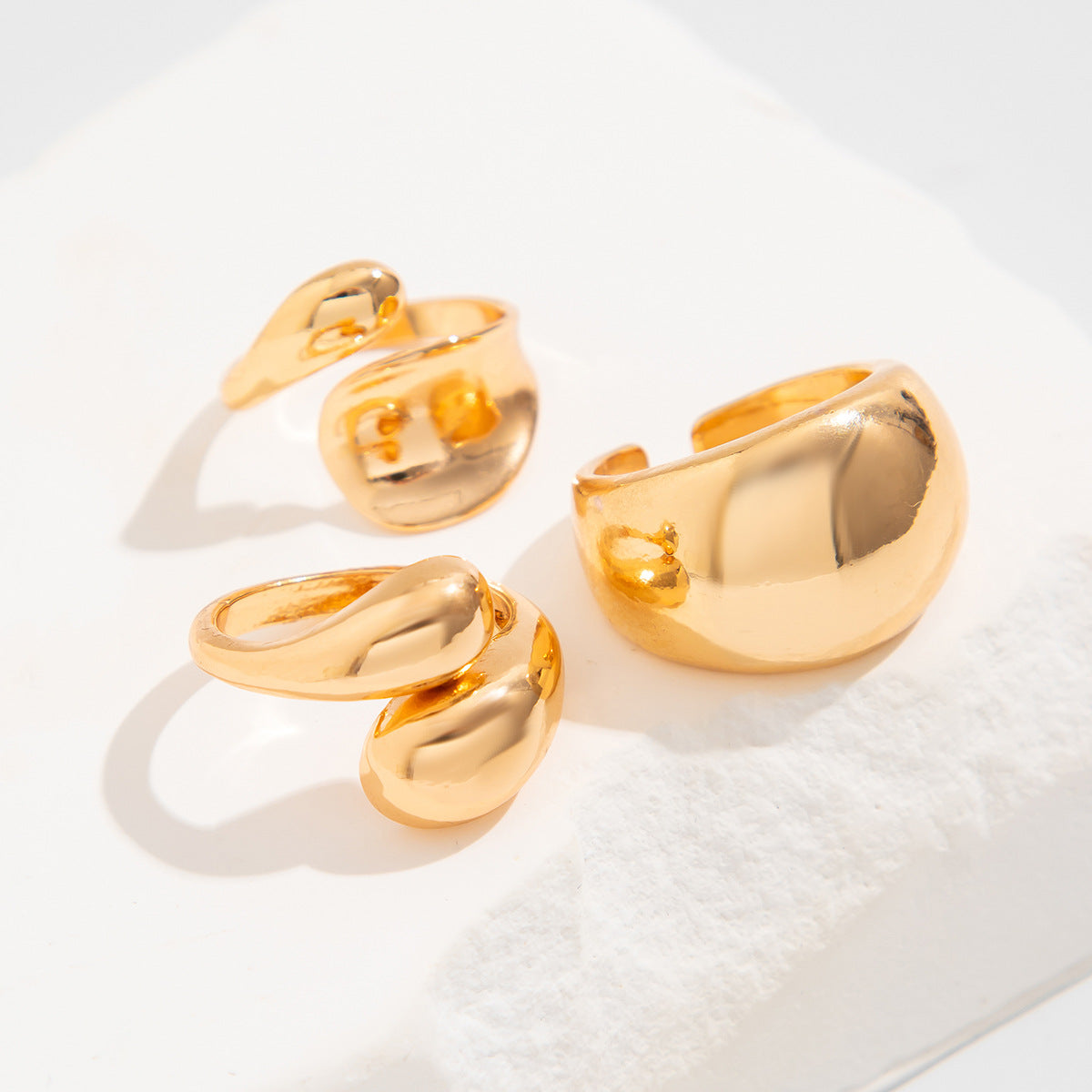 Ins Minimalist Style Trendy Exaggerated Mirror Versatile Ring Personality Alloy Hugging Ring