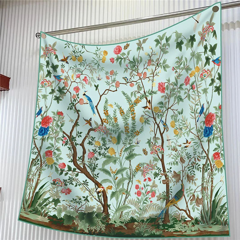 New Year Gift 90cm Large Square Scarf Scarf Women'S Scarves Spring And Autumn Style Fashion Shawl European American Twill Print