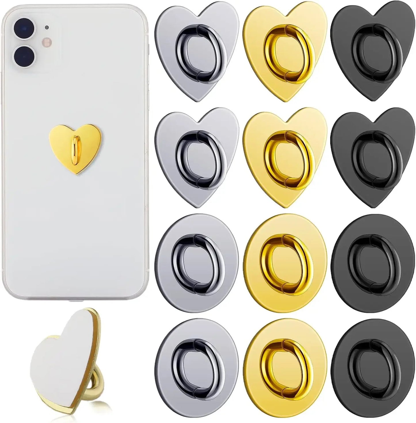 Mini Kawaii Adhesive Metal Heart Phone Charm Holder Cute Phone Case Finger Ring Stand Hooks Buckle DIY Charms Clasp For iPhone