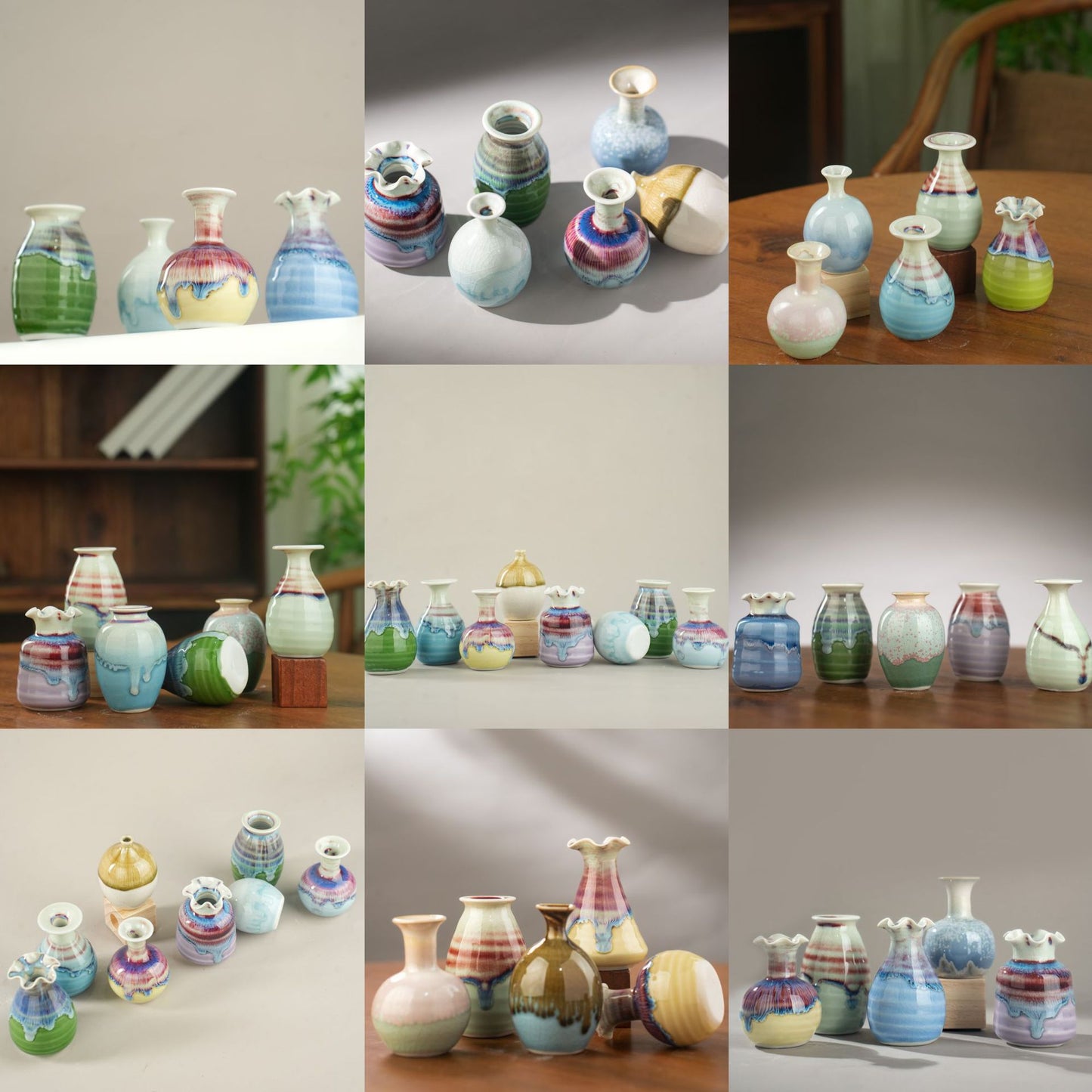Kiln Change Mini Ceramic Small Vase Refrigerator Magnet Hydroponic Aromatherapy Craft