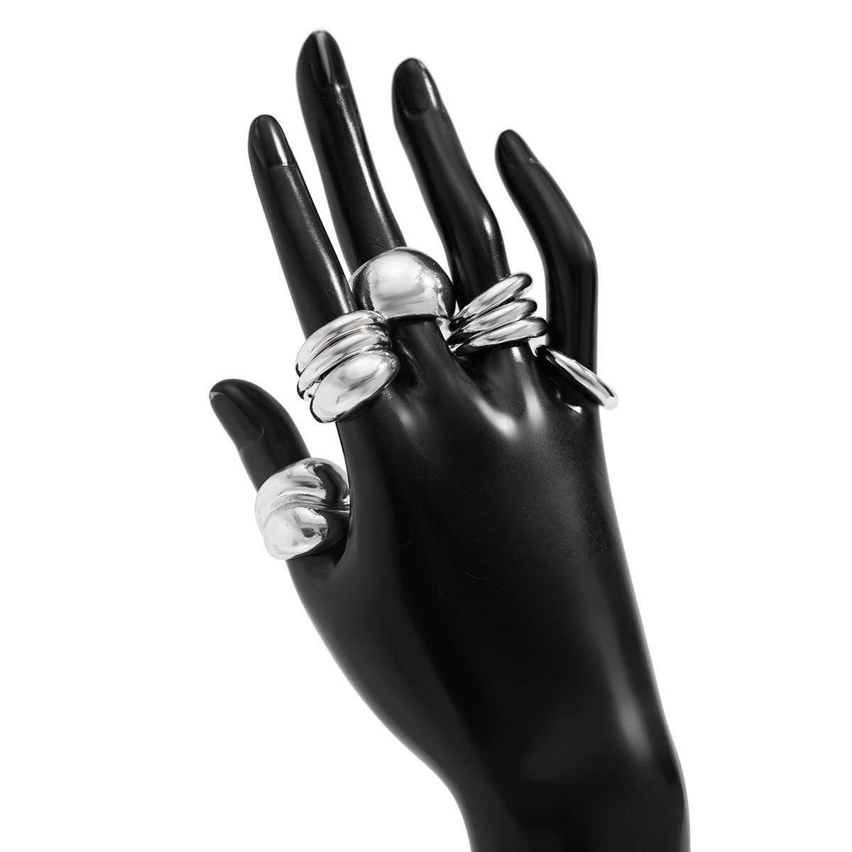 Ins Minimalist Style Trendy Exaggerated Mirror Versatile Ring Personality Alloy Hugging Ring