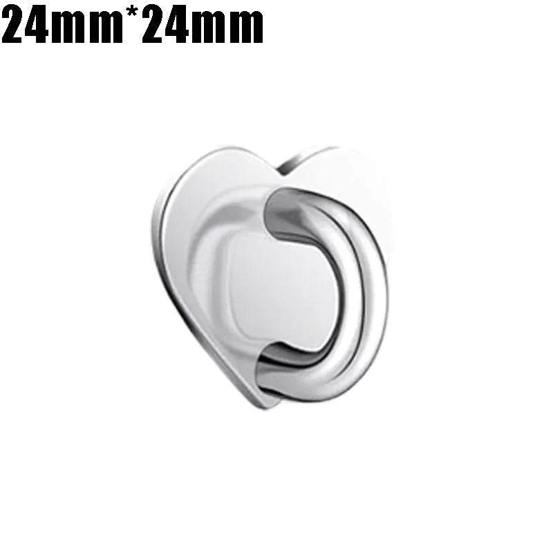 Mini Kawaii Adhesive Metal Heart Phone Charm Holder Cute Phone Case Finger Ring Stand Hooks Buckle DIY Charms Clasp For iPhone