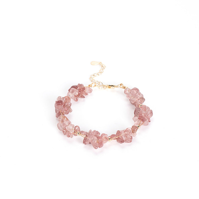 Bracelet Female Star Moon INS Niche Design Jewelry Strawberry Quartz Student Gift Minimalist Style Elegant Bestie Style Forest Series