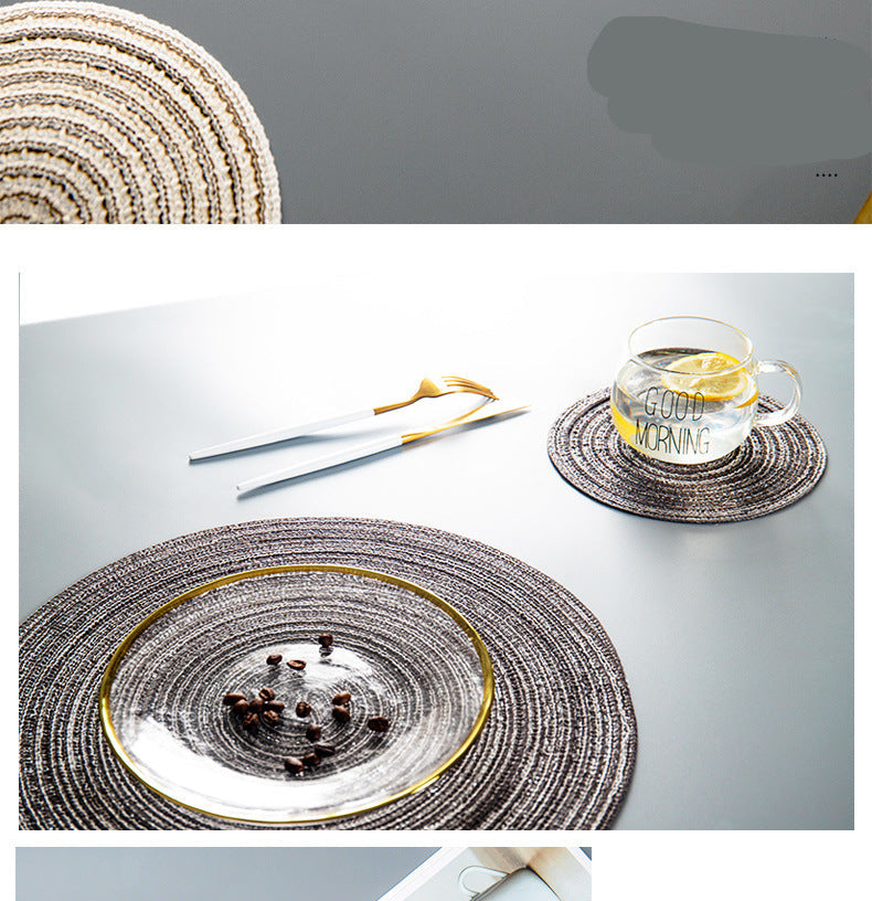 Placemat Woven Coaster Heat Insulation Mat Ins Feng Shui Kettle Mat Household Anti-scalding Dish Plate Bowl Mat Western Dining Table Mat