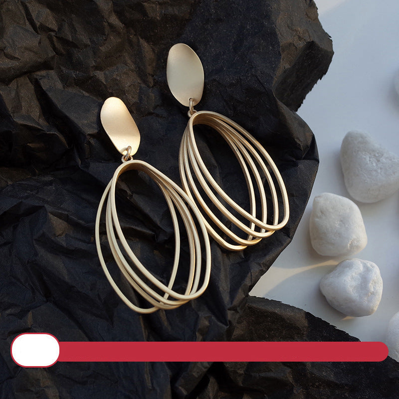 Simple Heart Circle Earrings Fashion Versatile Geometric Ear Clips Ear Studs Light Luxury High-end Feel Earrings for Women