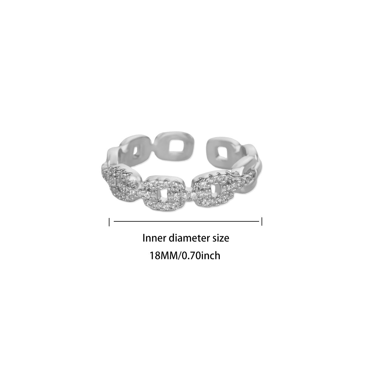 Hot Selling 18K Gold-Plated Full Diamond Titanium Steel Colorfast Open Ring Female Zircon Leaf Ring Female High Sense