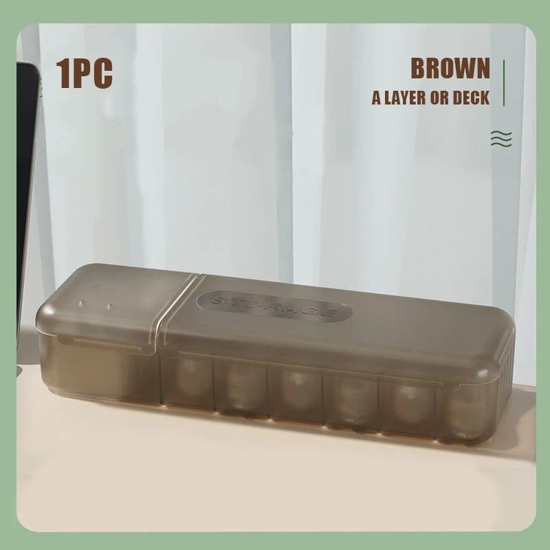 Data Cable Storage Box Double Open Lid Plastic 7 slots Dustproof Charger Plug Desktop Cable Box Hub Ornaments Home Storage Tools