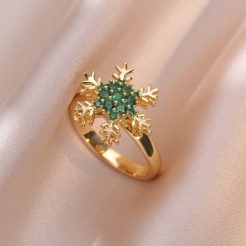 Rotating Ring for Women with Micro Paved Zircon, Elegant and Minimalist Style, Versatile Full Diamond Round Clover Ring Jewelry