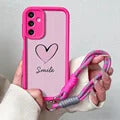 Wrst Chain Phone Case For Samsung S24 S23 S22 S21 S20 FE Plus Ultra A10S 20S 11 02 03 04 05S Cute Cat Lanyard Soft TPU Cover