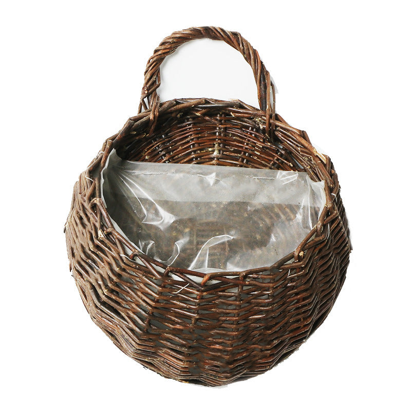 Artificial Flower Basket Ornament Straw Woven Flower Pot Rattan Basket Flower Arrangement Basket Living Room Indoor Wall Hanging Hanging Basket Woven Decorative Flower