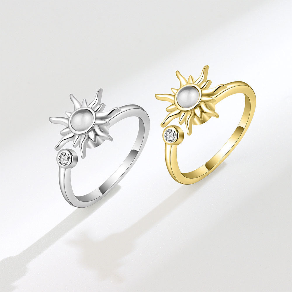 Hot Item Rotatable Sunflower Ring Anti-Anxiety Stress Relief Adjustable Ring