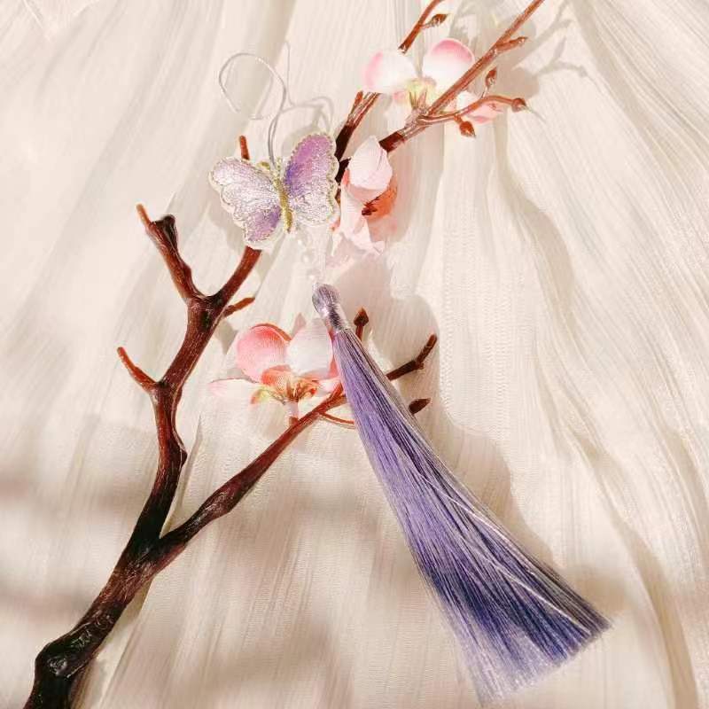 Ancient Style New 22-Color Embroidery Butterfly Tassel Hanfu Horse-Face Skirt National Style Children's Clothing Small Tassel Decorative Pendant