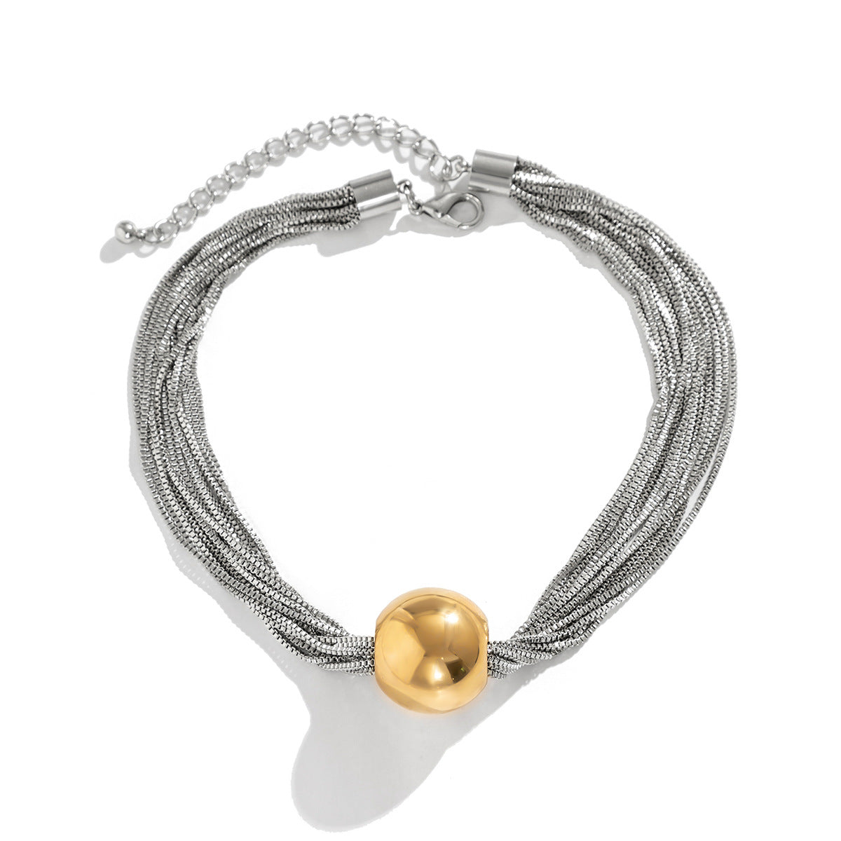 Cross-Border Exaggerated Punk Multi-Layer Chain Stacked Necklace Simple Niche Geometric Ball Personality Choker Necklace