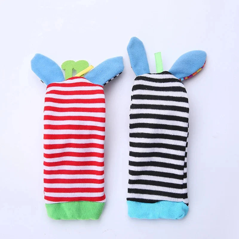 0~24 Months Baby Rattles Soft Plush Toys Foot Wrist Rattle Set Cartoon Newborn Development Educational Toys For Children