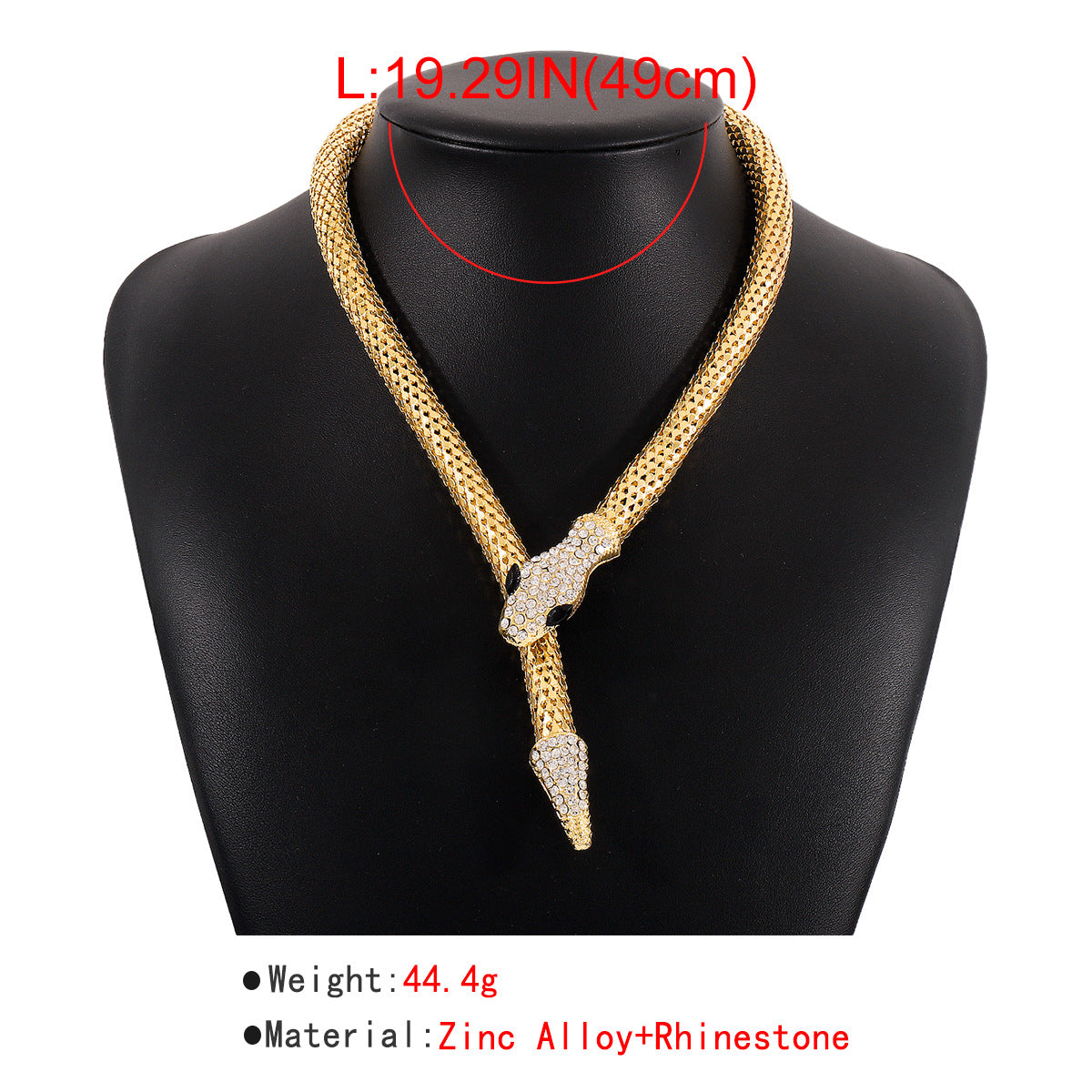 Exaggerated Snake Necklace Punk Personality Hip-Hop Style Necklace Trendy Cool Street Style Show Micro-Inlaid Choker