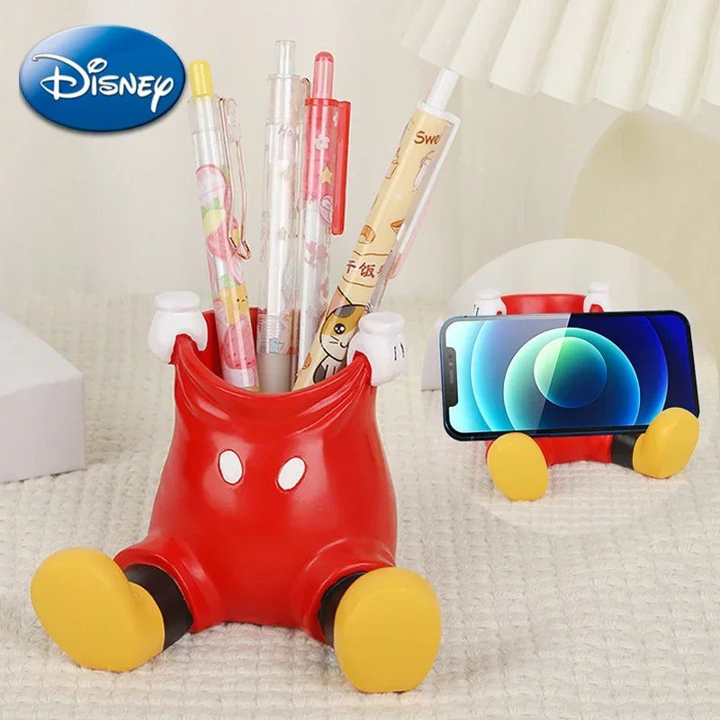 2025 New Disney Mickey Pen Container Phone Holder Cartoon Figure Makeup Stationery Desktop Decoration Student Kid Women Gift