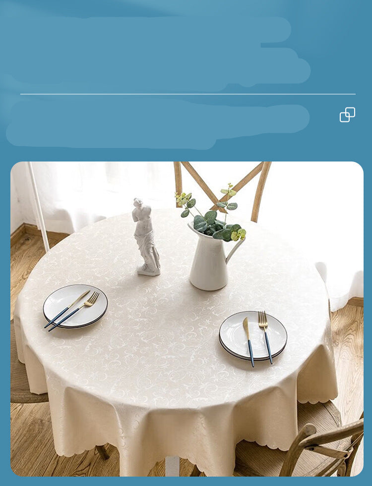 PU Non-Washable Tablecloth Waterproof Heat-Resistant Oil-Resistant Hotel Restaurant High-End Luxury Home Use Rotating Table Non-Washable Tablecloth