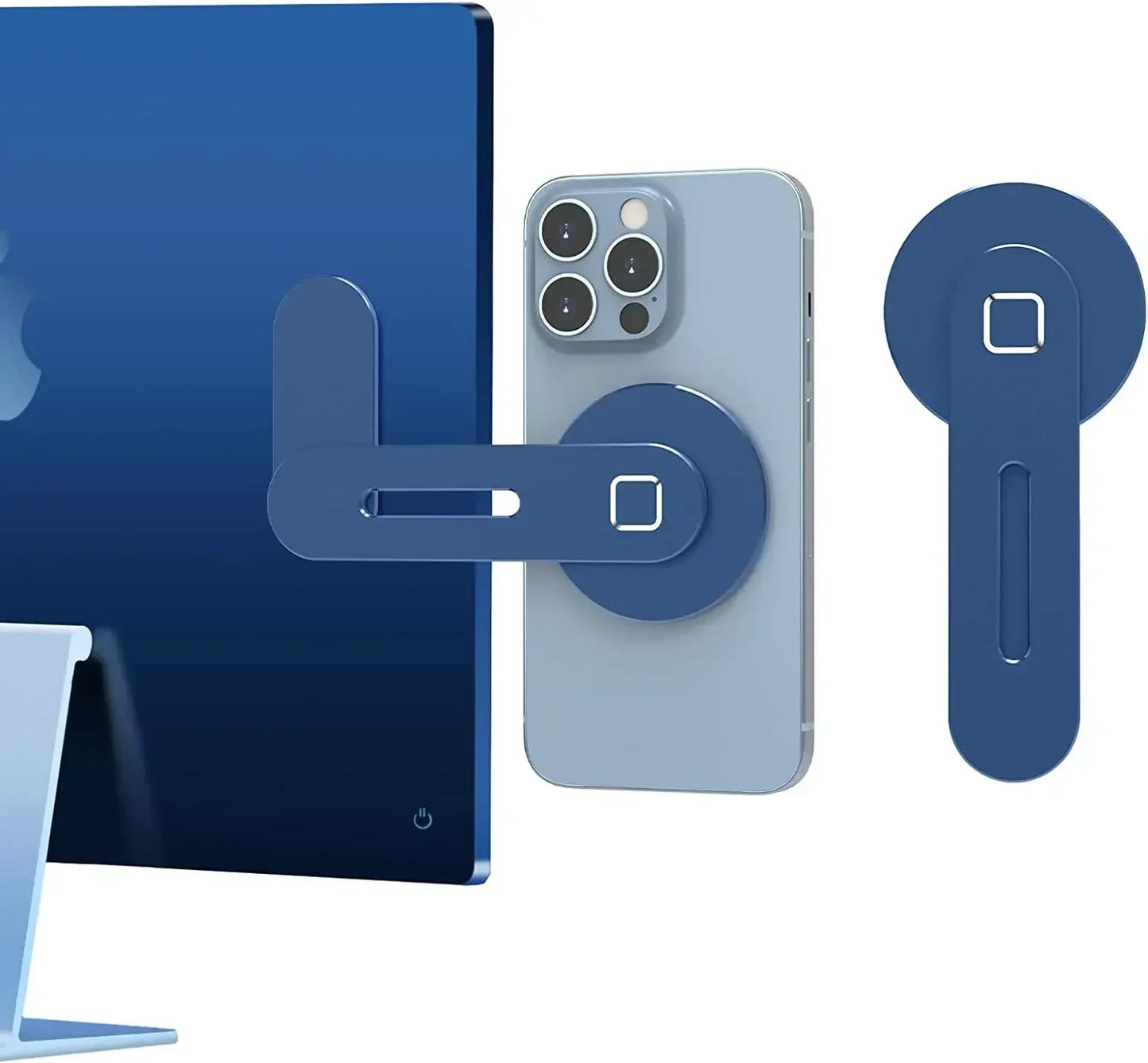 Magnetic Laptop Phone Holder Computer Monitor Side Cell Phone Slim& Foldable For iPhone 14 13 12 Series Case and All Phone