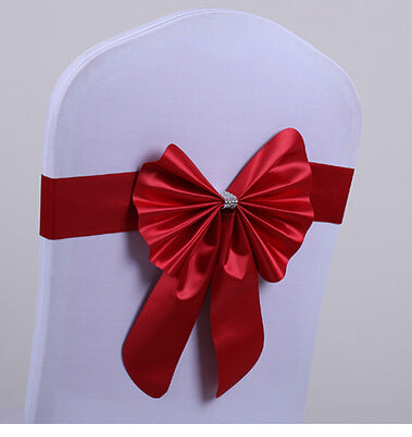 Wedding Chair Back Flower Decoration No-Tie Elastic Bow Chair Sash Chair Cover Chair Back Hotel Banquet Special