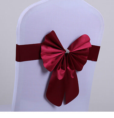 Wedding Chair Back Flower Decoration No-Tie Elastic Bow Chair Sash Chair Cover Chair Back Hotel Banquet Special