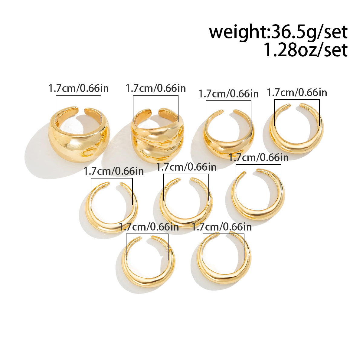 Ins Minimalist Style Trendy Exaggerated Mirror Versatile Ring Personality Alloy Hugging Ring