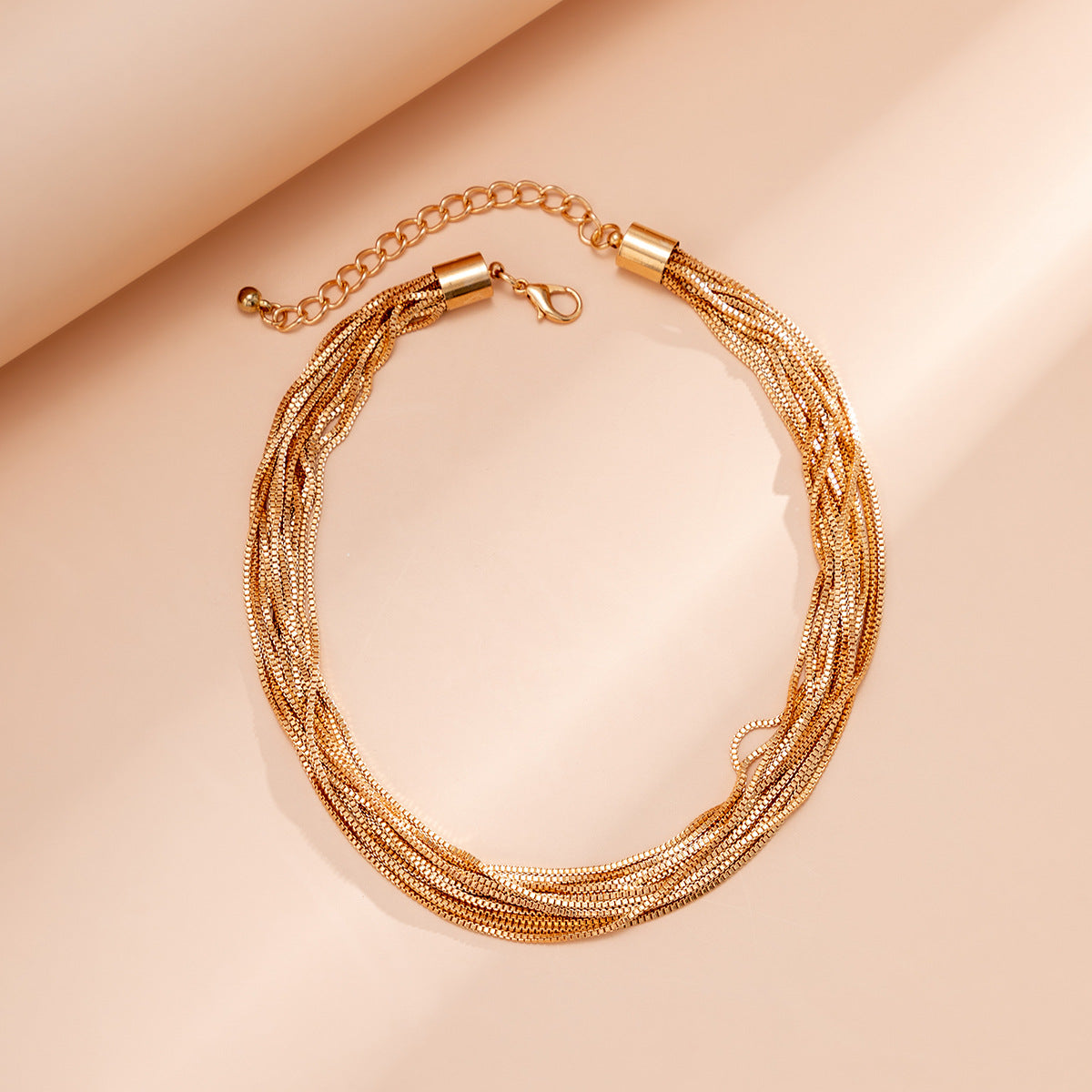 Cross-Border Exaggerated Punk Multi-Layer Chain Stacked Necklace Simple Niche Geometric Ball Personality Choker Necklace