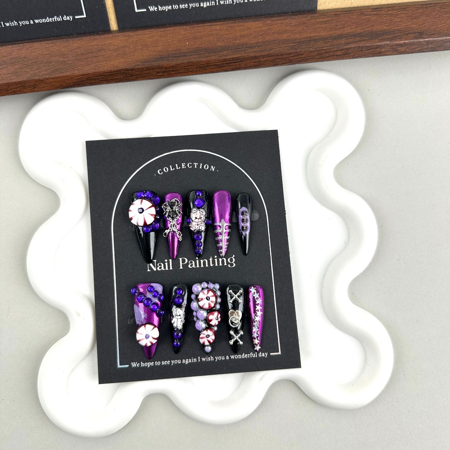 Nail Stickers Halloween Style Exaggerated Cool Dark Wearable Nail Stickers High-end Handmade