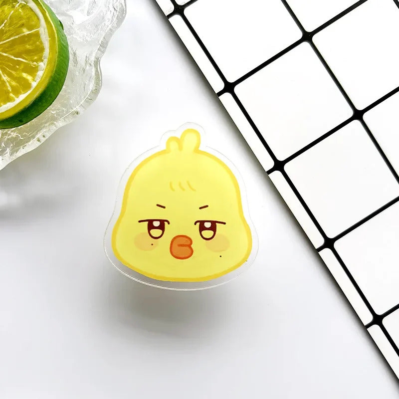 KPOP A-TEEZ Cartoon Figures Acrylic Phone Stand Cute Bear Cat Rabbit Folding Bracket Retractable Mobile Phone Holder Fans Gifts